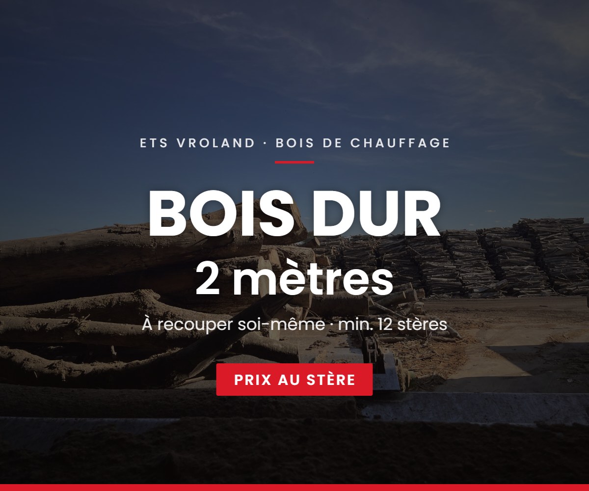 Bois dur 2 mètres – bois de chauffage ETS Vroland, Cambrai