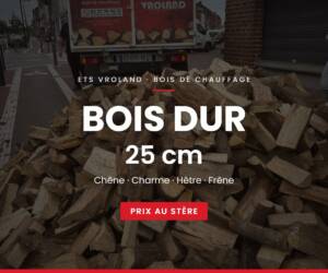 Bois dur 25 cm – bois de chauffage ETS Vroland, Cambrai