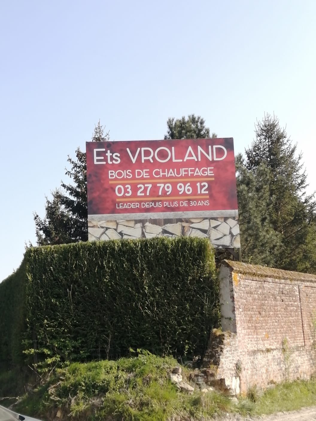 Panneau Ets Vroland bois de chauffage